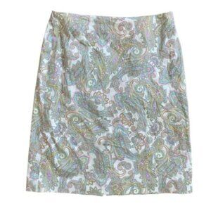 Jones New York Knee Length Pencil Skirt Pastel Paisley Brocade Women - 8